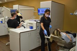 Assistants working with patients