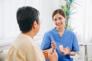 Staff educating patient